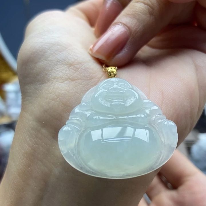 翡翠18K金镶嵌颈饰吊坠18