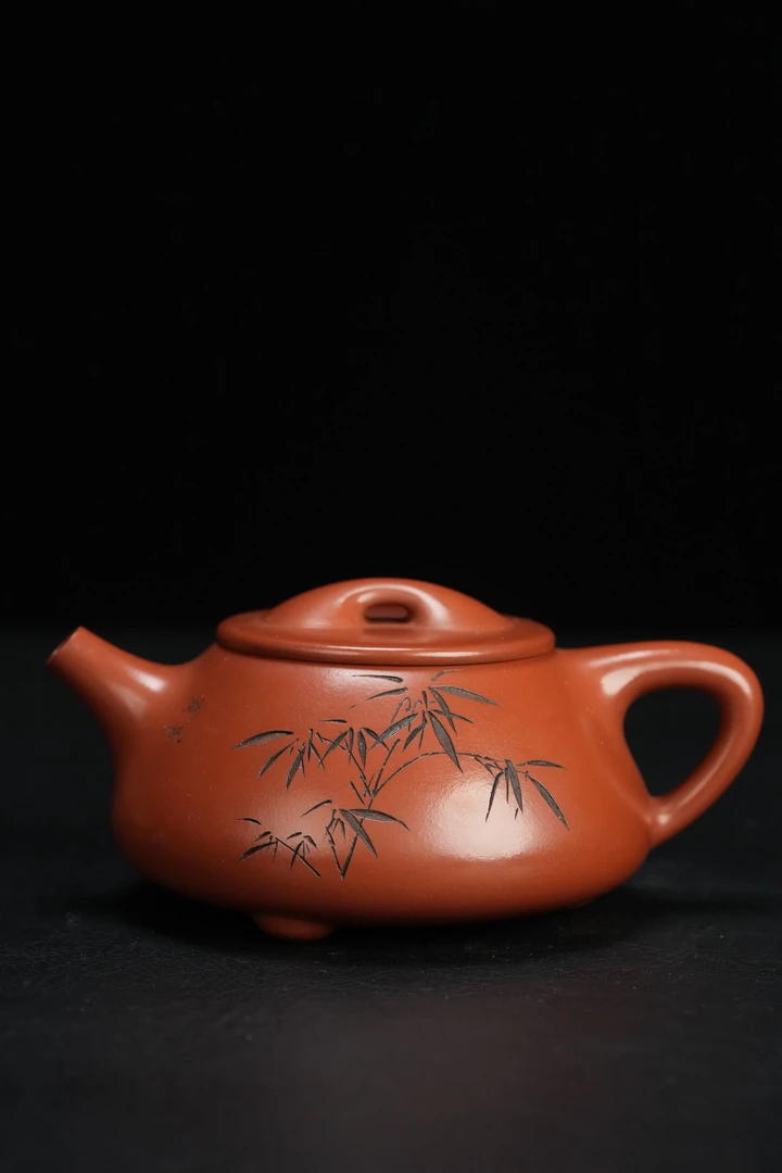 凡凡会客厅 HX90杨瑶芬景舟石瓢 昌鸿刻绘景舟红泥330cc 紫砂壶