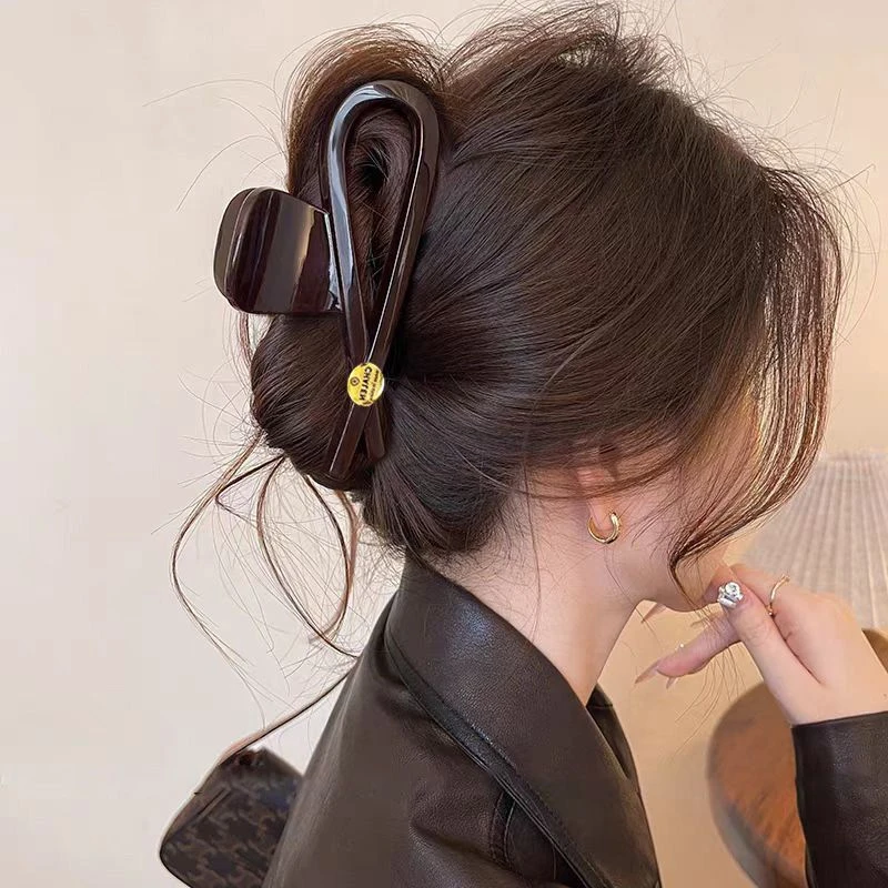 韩式设计金标2025新款头发抓夹大号夏款高级鲨鱼夹后脑勺发夹夹子