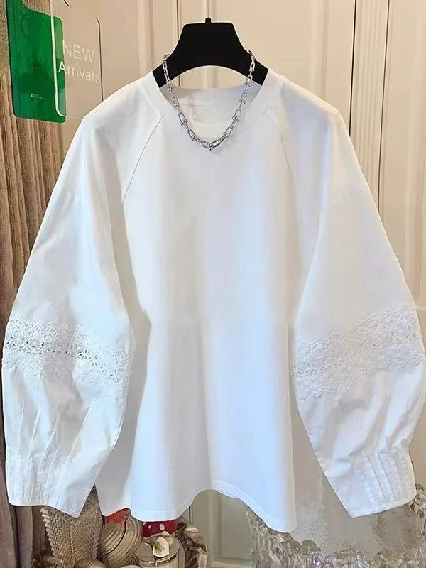 【XIAOHUIHUI】    '层次设计感'        设计款灯笼衬衫袖拼接上衣