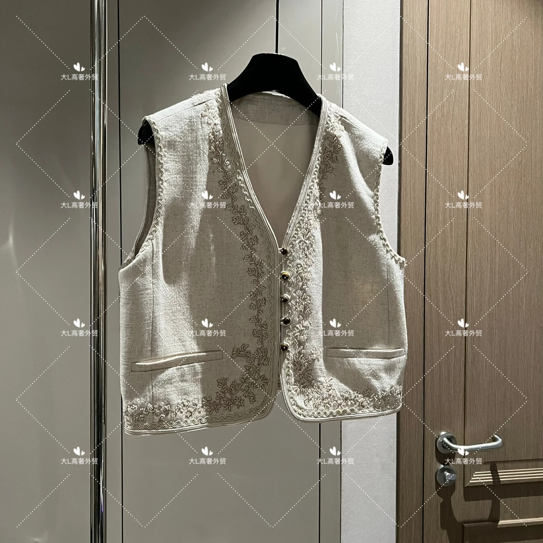 【大L】重磅外贸进口高奢重工设计师风百搭新中式钉珠马夹MG25123