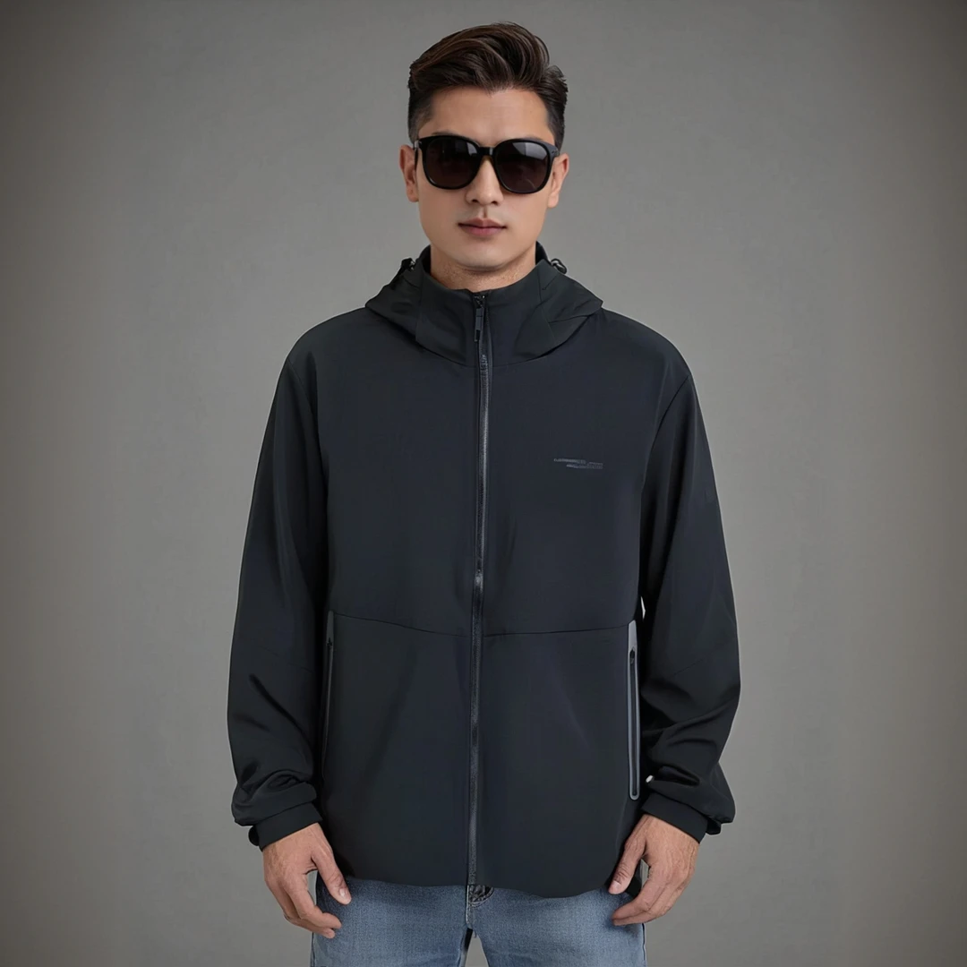 男款时尚休闲连帽夹克598201简约