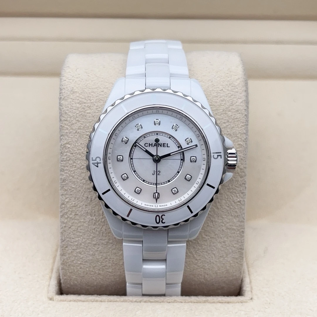 95新 Chanel/香奈儿 24年3月全套/J12系列白陶瓷/女士石英/表径33