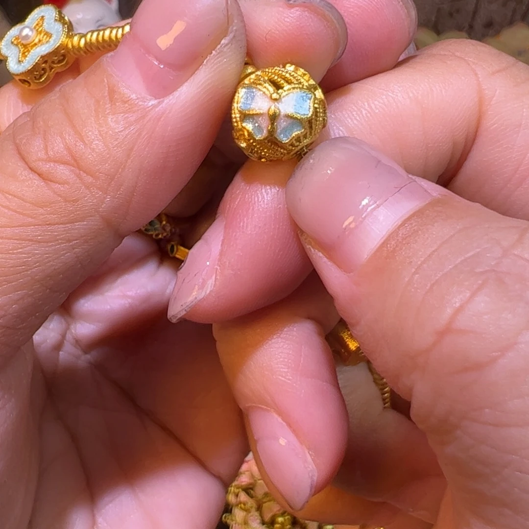 合金蓝色镂空蝴蝶球球1ge