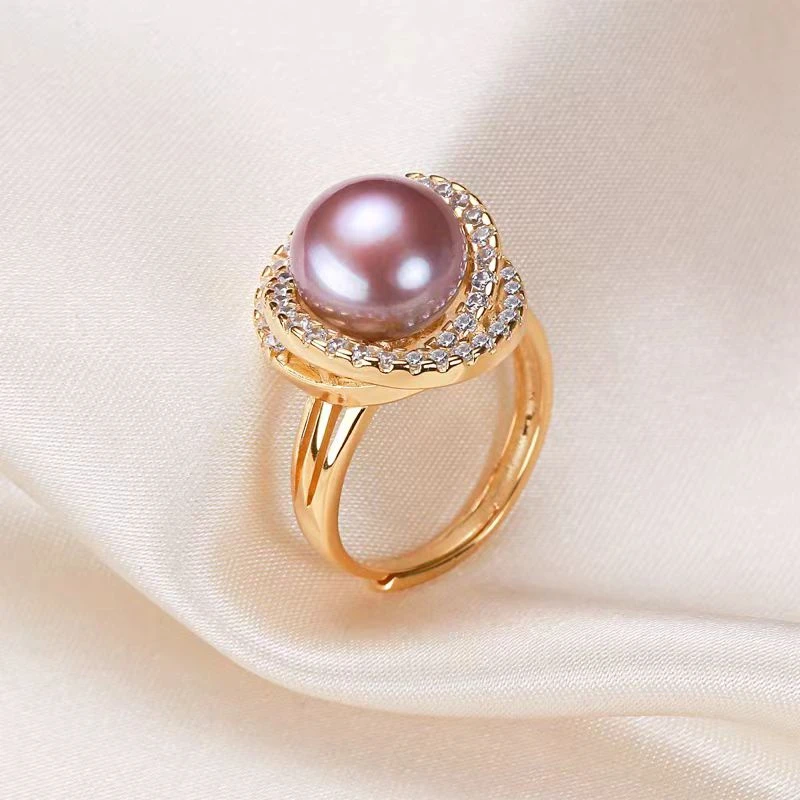 【三生三世紫珠】9-10mm淡水无核珍珠活口合金戒指百搭 DJZ00809