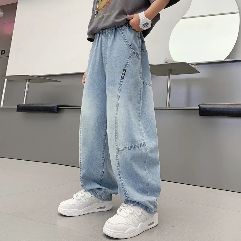 男童牛仔裤夏季薄款宽松2025中大童休闲韩版长裤洋气儿童裤子百搭