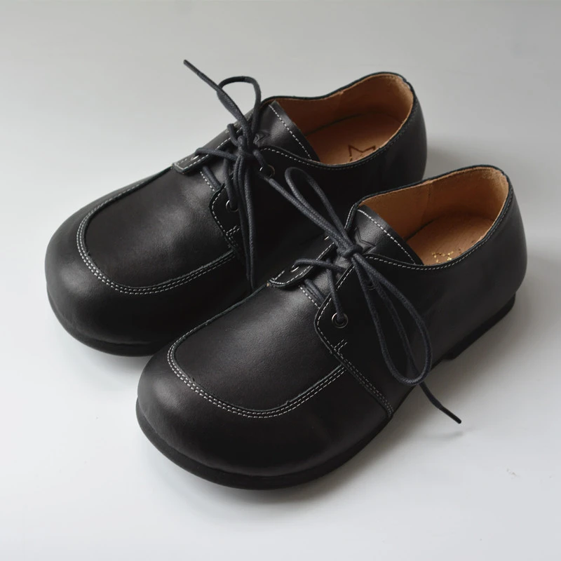 丑萌大头可爱风 复古 撞色手工缝制百搭休闲软底勃肯风学生小皮鞋