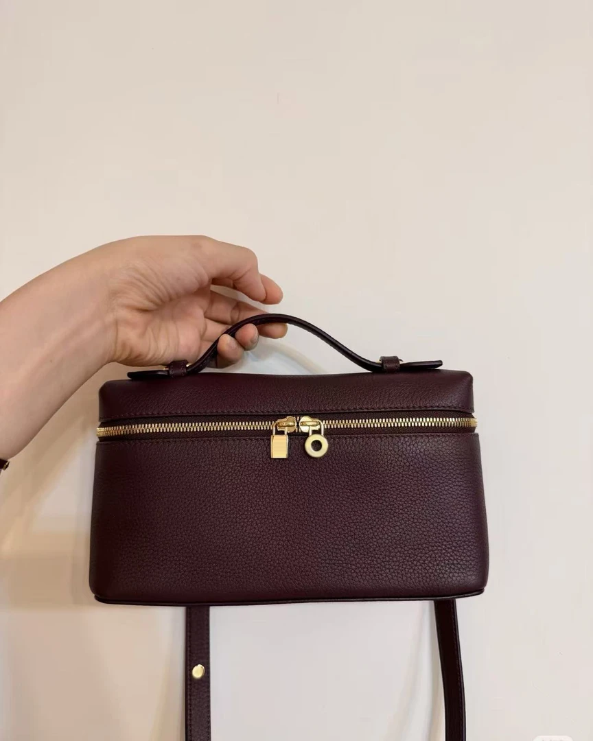 休闲斜跨荔枝纹方形饭盒包