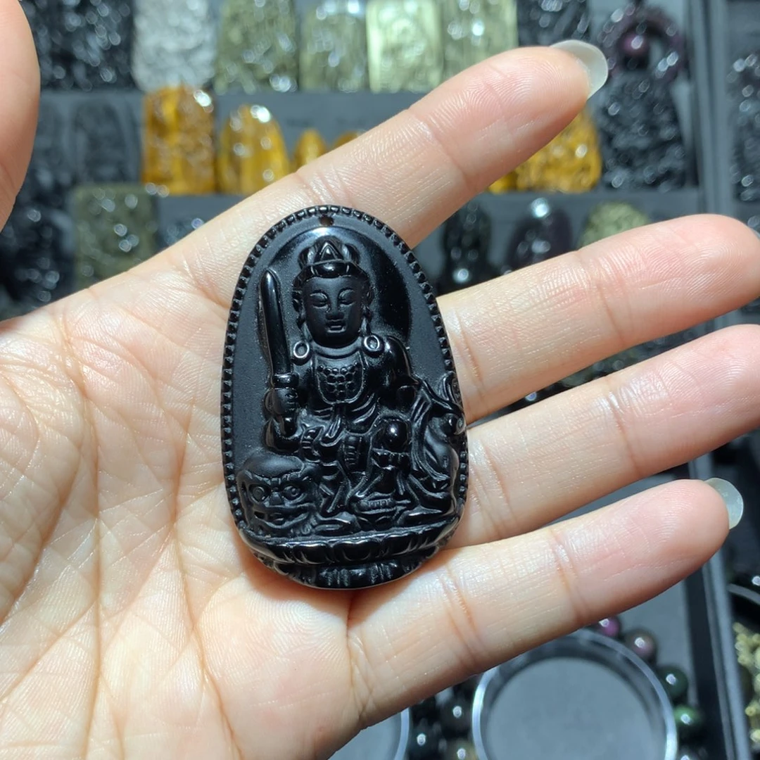 黑曜岩吊坠(赠链)未镶嵌蚂****8