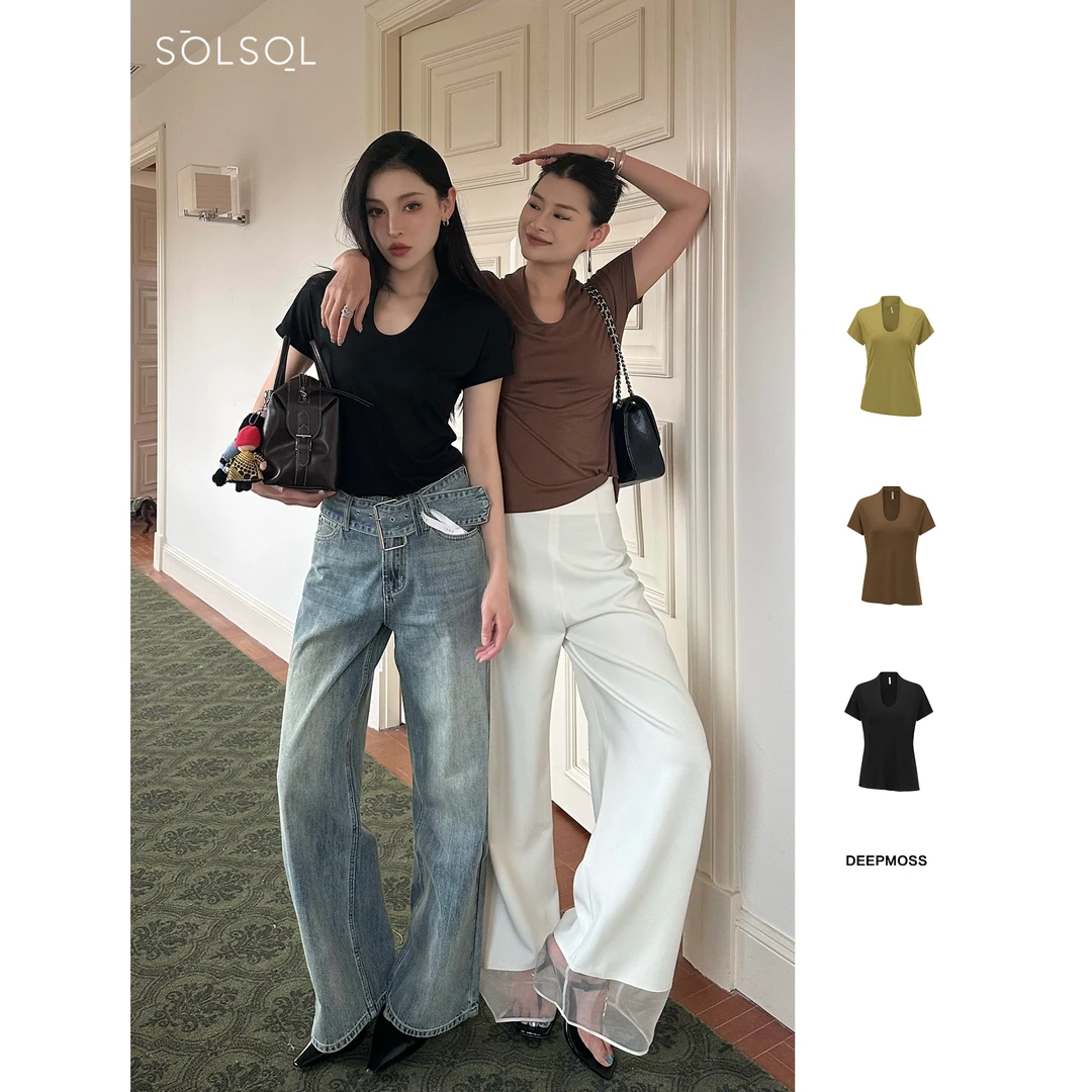 DEEPMOSS设计师品牌25春夏弹力U形立领上衣SOLSOL买手店