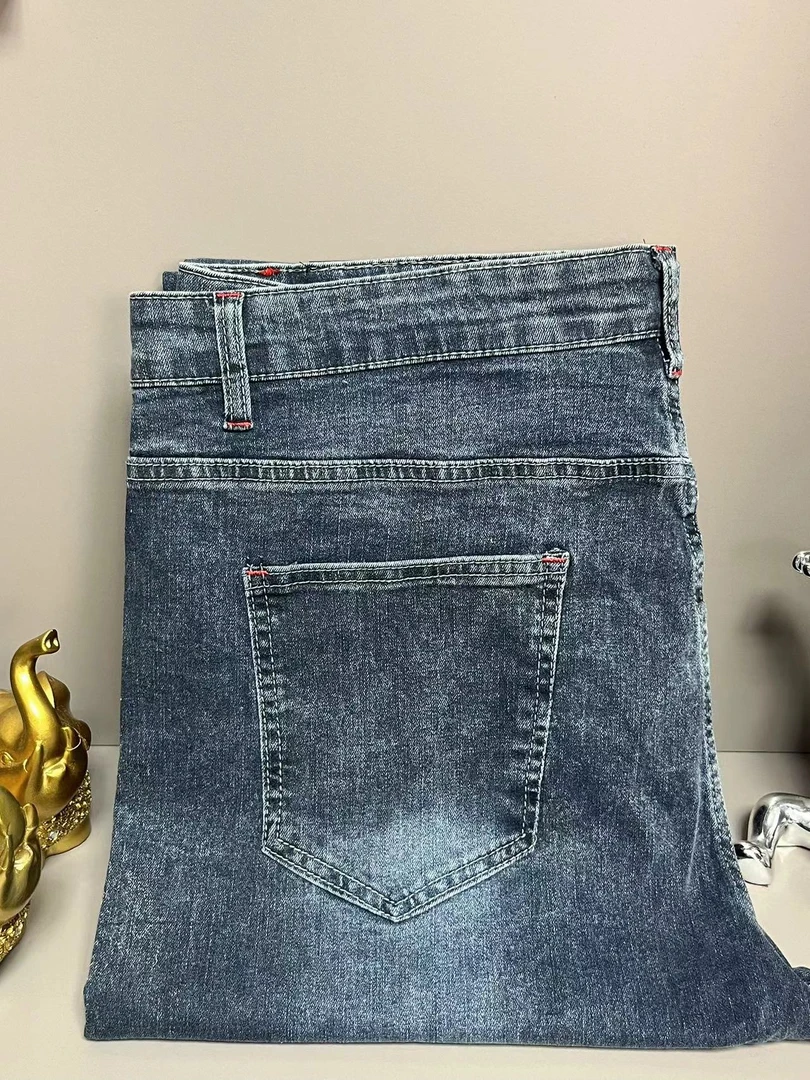 微微瑕牛仔裤男士蓝色百搭修身弹力潮流