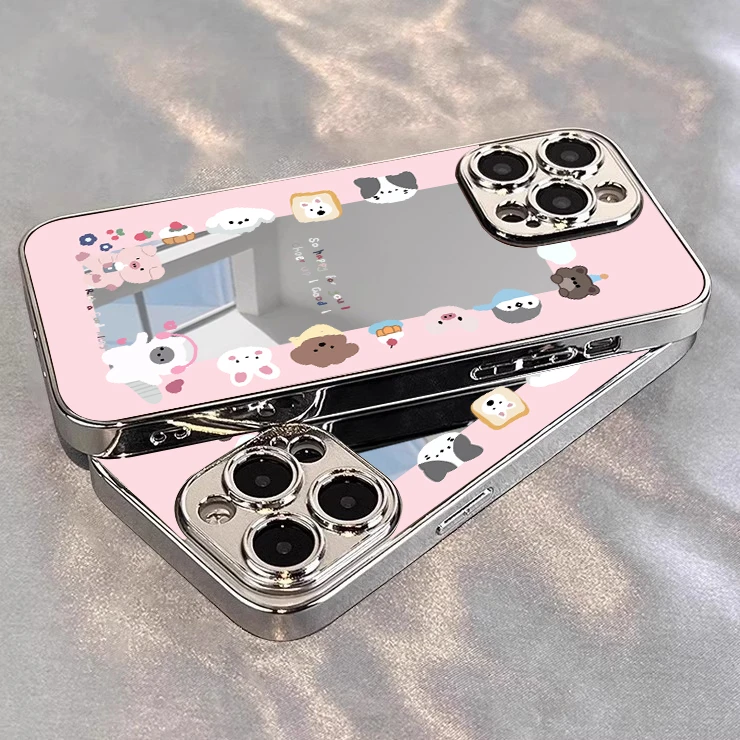 镜面涂鸦猫手机壳适用苹果16华为oppo小米vivo荣耀oppo红米iphone