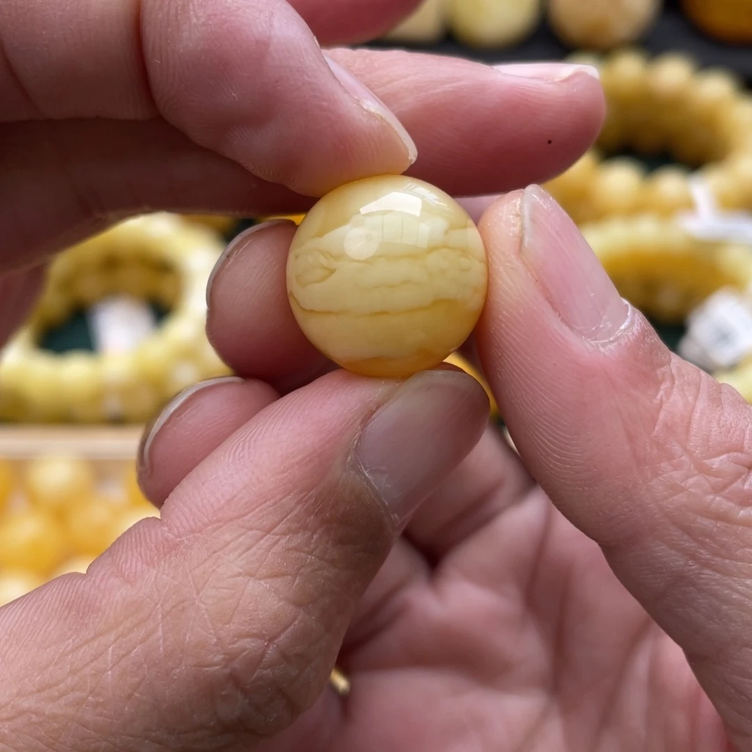 蜜蜡珠宝奇石未镶嵌17.9mm俄料虎皮纹蜜蜡圆珠