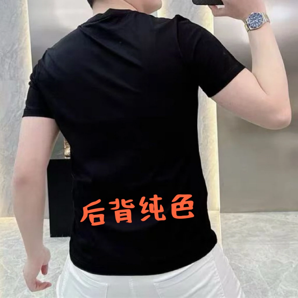 高级感夏季2025新款男士ins短袖t恤潮牌大码轻奢爆款痞帅半袖上衣