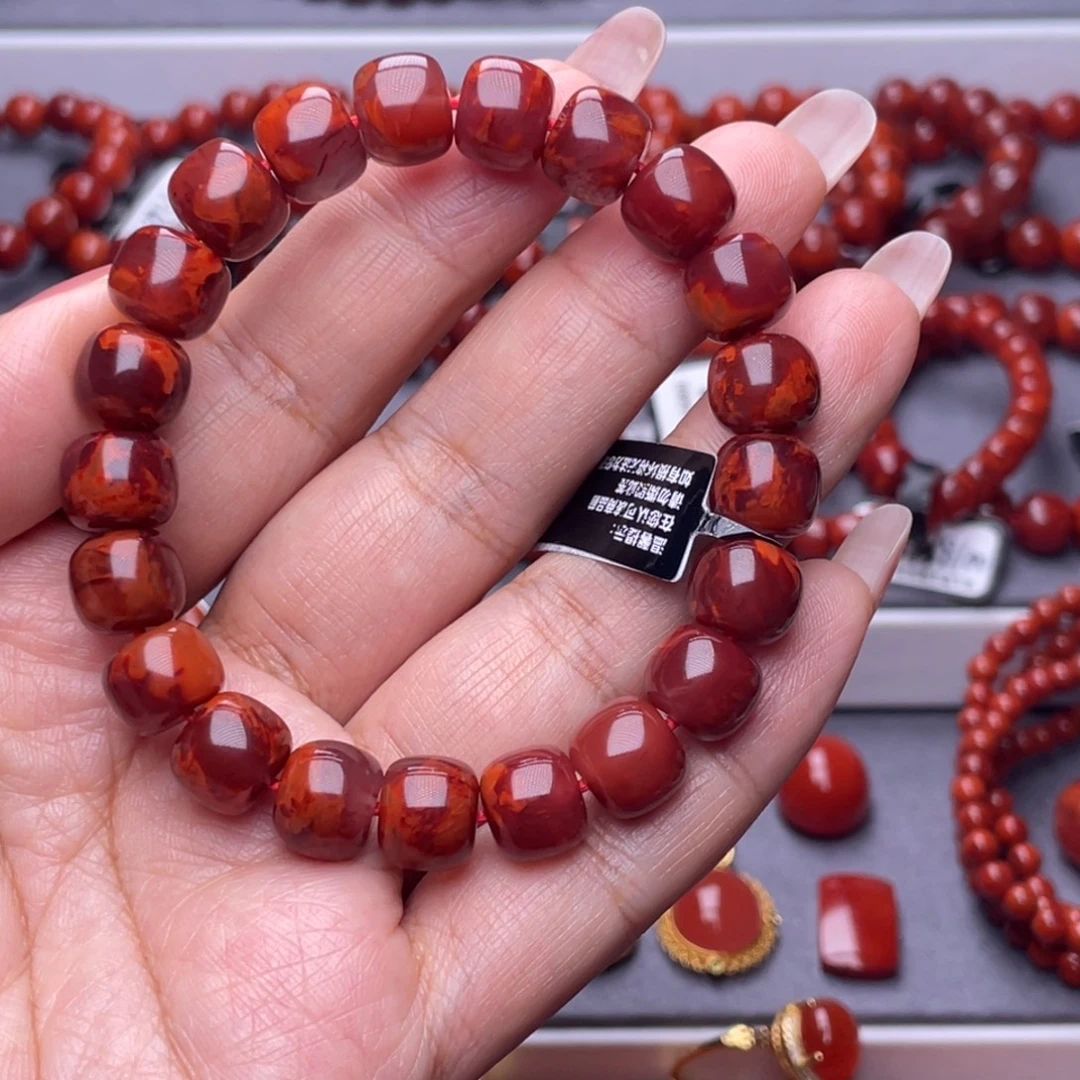 南红玛瑙未镶嵌其他W10mm牛血火焰老型单圈