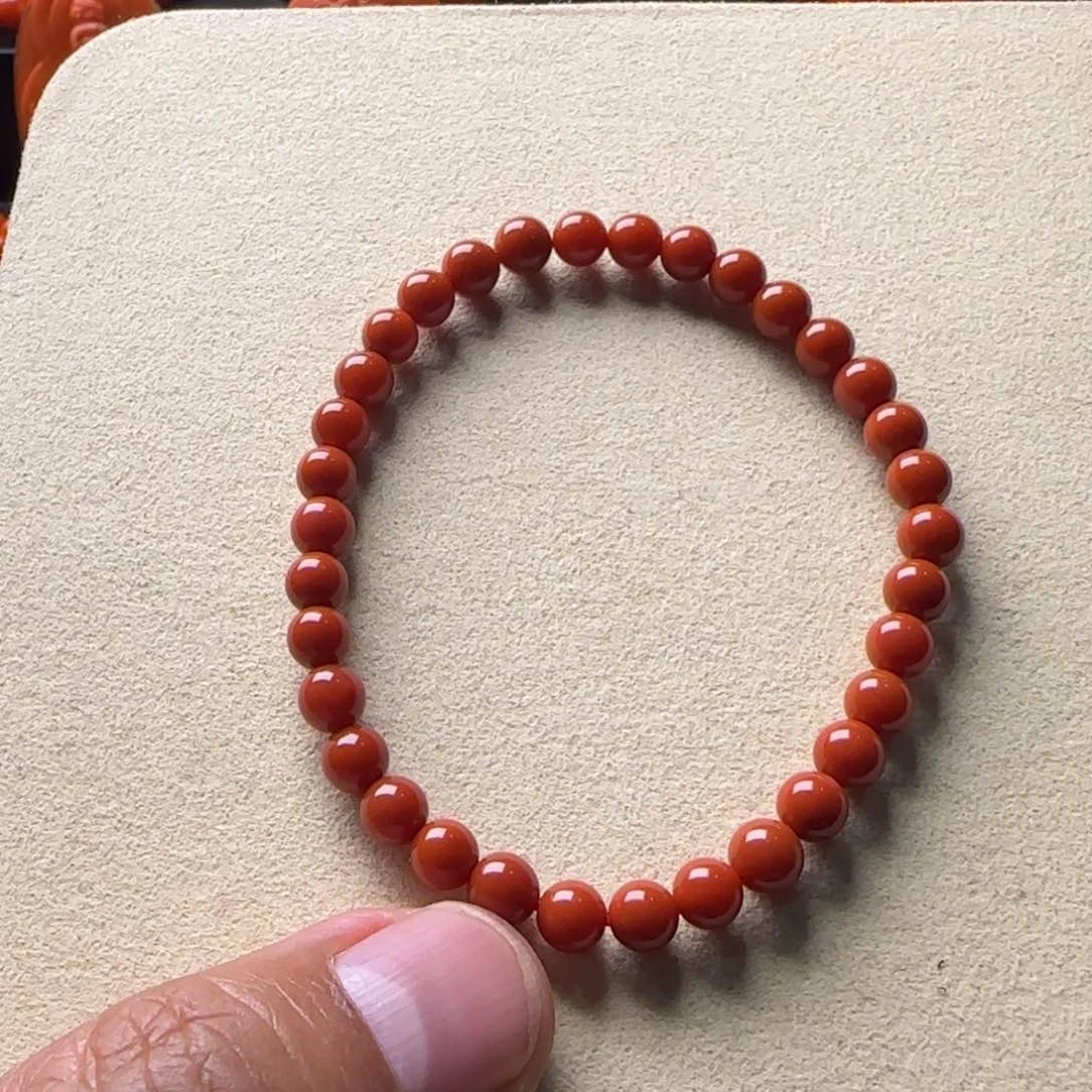 南红玛瑙手链未镶嵌颖****年大水沟5.6mm