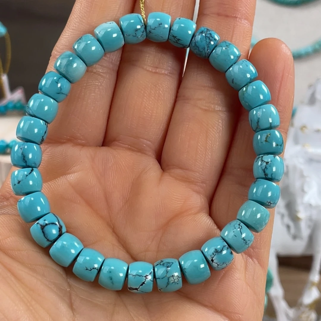 绿松石未镶嵌套链高瓷直切7.5mm