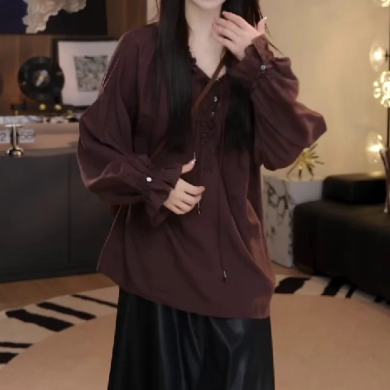 慵懒松驰感长袖衬衫女2025秋冬新款洋气简约休闲百搭显瘦防晒上衣