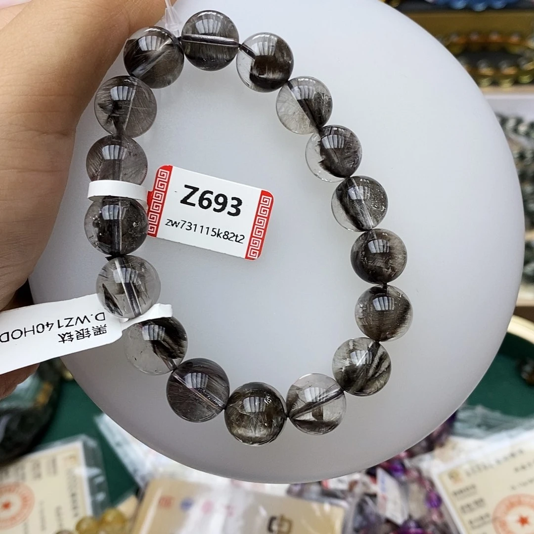 未镶嵌手链水晶Z693黑银钛12+