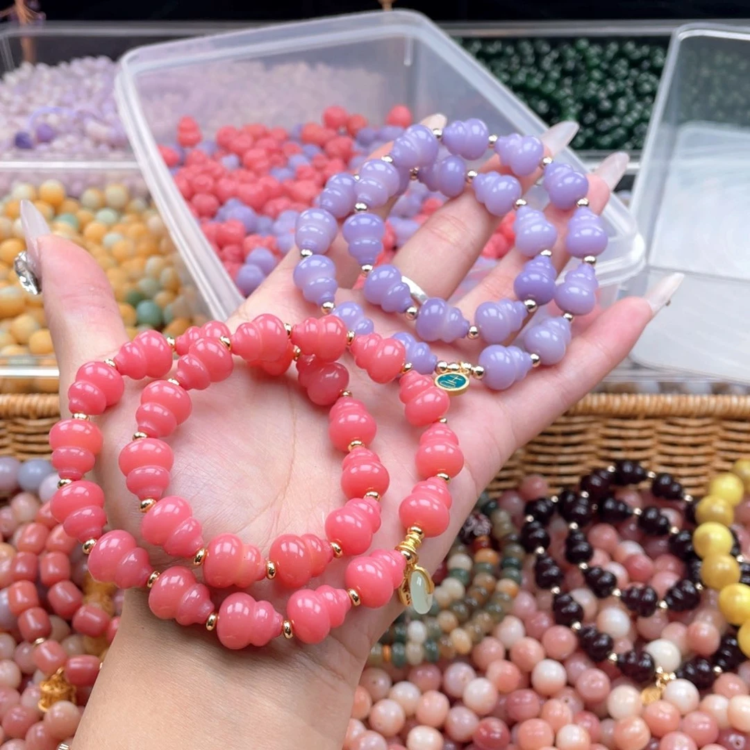 白玉菩提吊坠c12mm20颗。马卡龙 葫芦 双拼