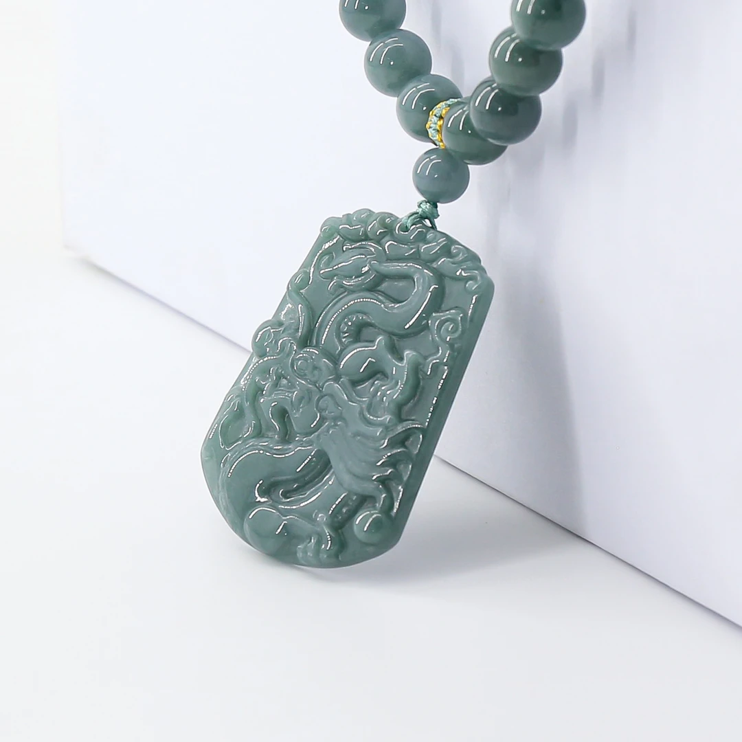 GZ9340-精品蓝水翡翠龙牌项链（运费险）9340