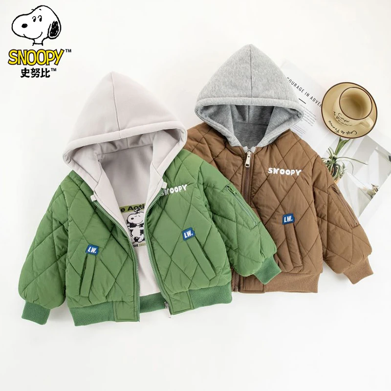 史努比2024新款儿童休闲舒适加厚秋冬夹棉外套棉服新新SZZC133-新