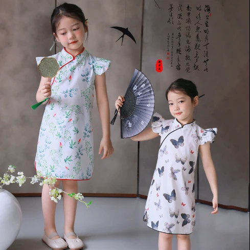 图图小象女童夏季新款儿童国风连衣裙童装旗袍裙夏装裙24XQ515