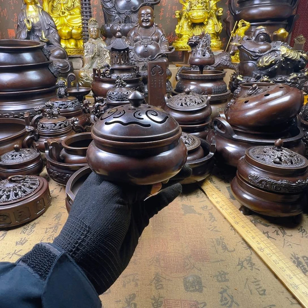 熏香炉铜香炉供香炉聚宝盆海棠炉