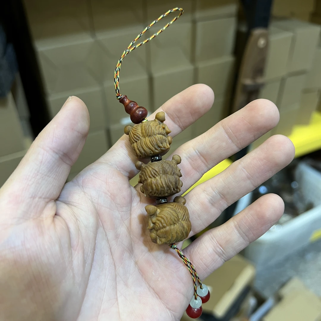 丸子头挂件绿檀木可爱配饰