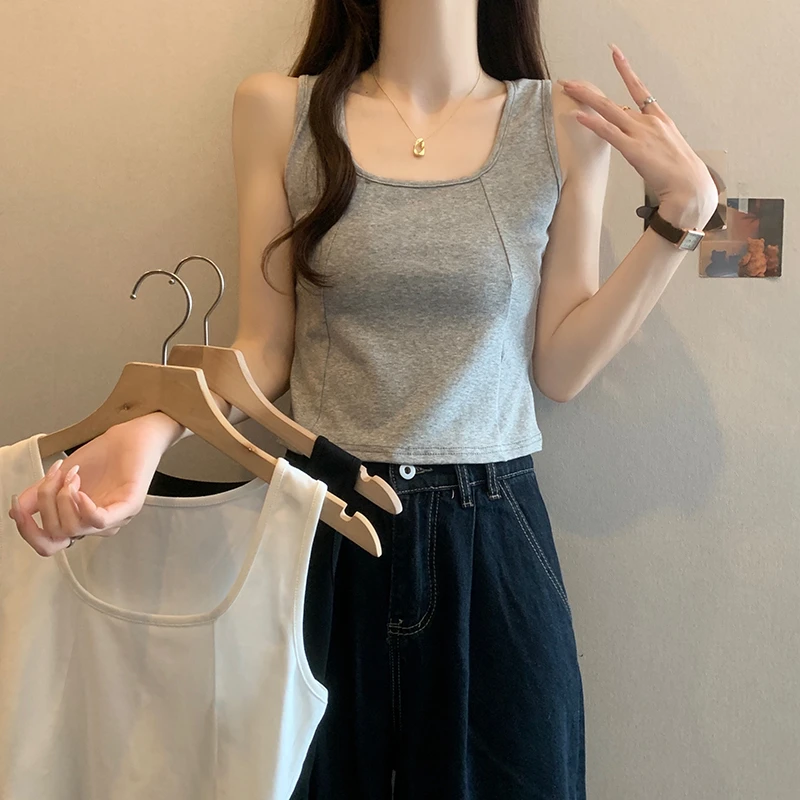 芷蕾2025新款大码夏季背心内搭打底无袖吊带外穿辣妹短款鱼骨上衣