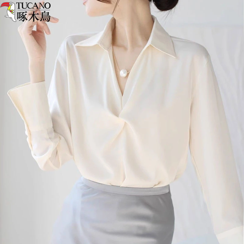 啄木鸟新款法式女装衬衫秋季长袖衬衣女款爆款2025新款正品衬衣