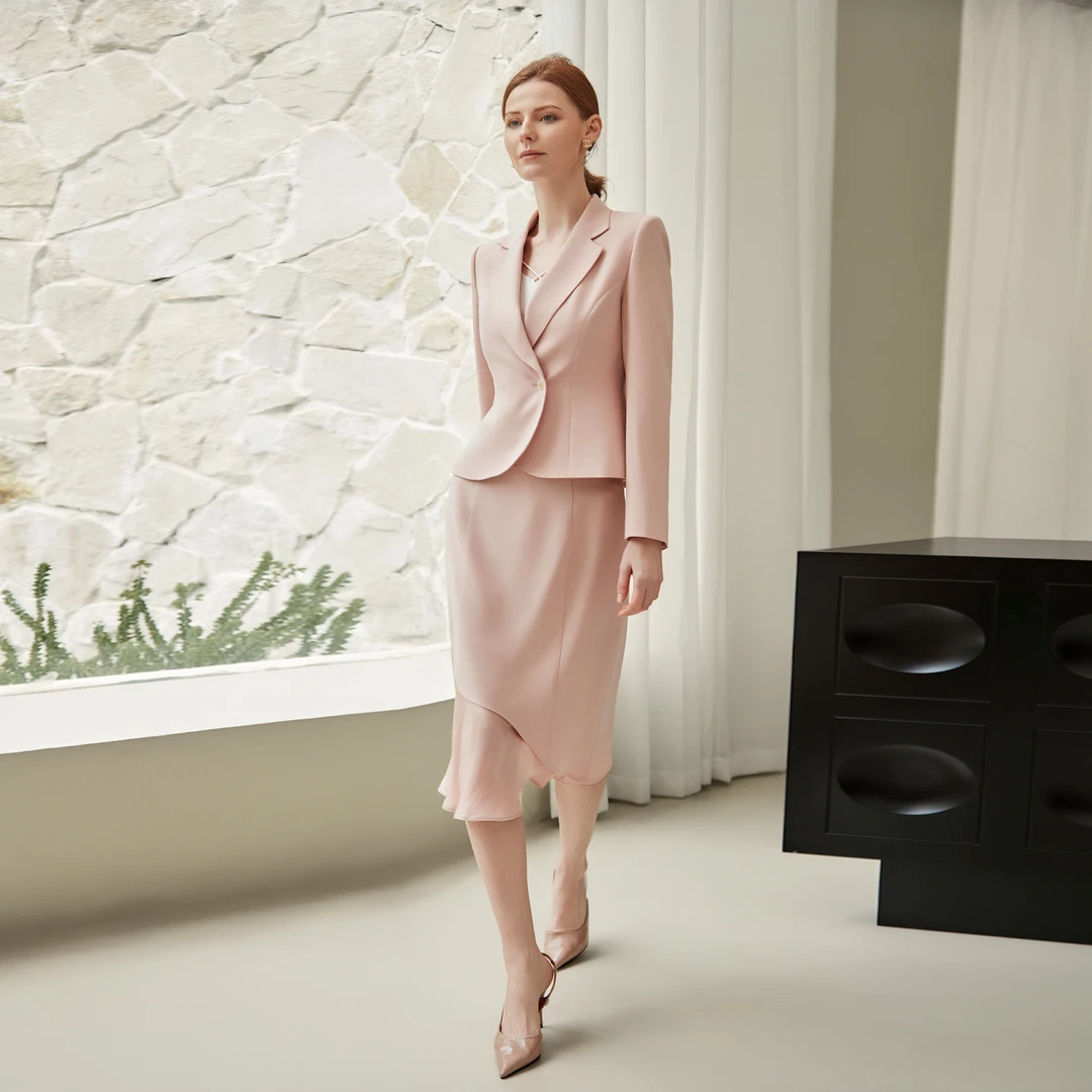 LadySElite【冰岛系列】薄款包臀半裙套装薄款2025春夏新款粉色正装