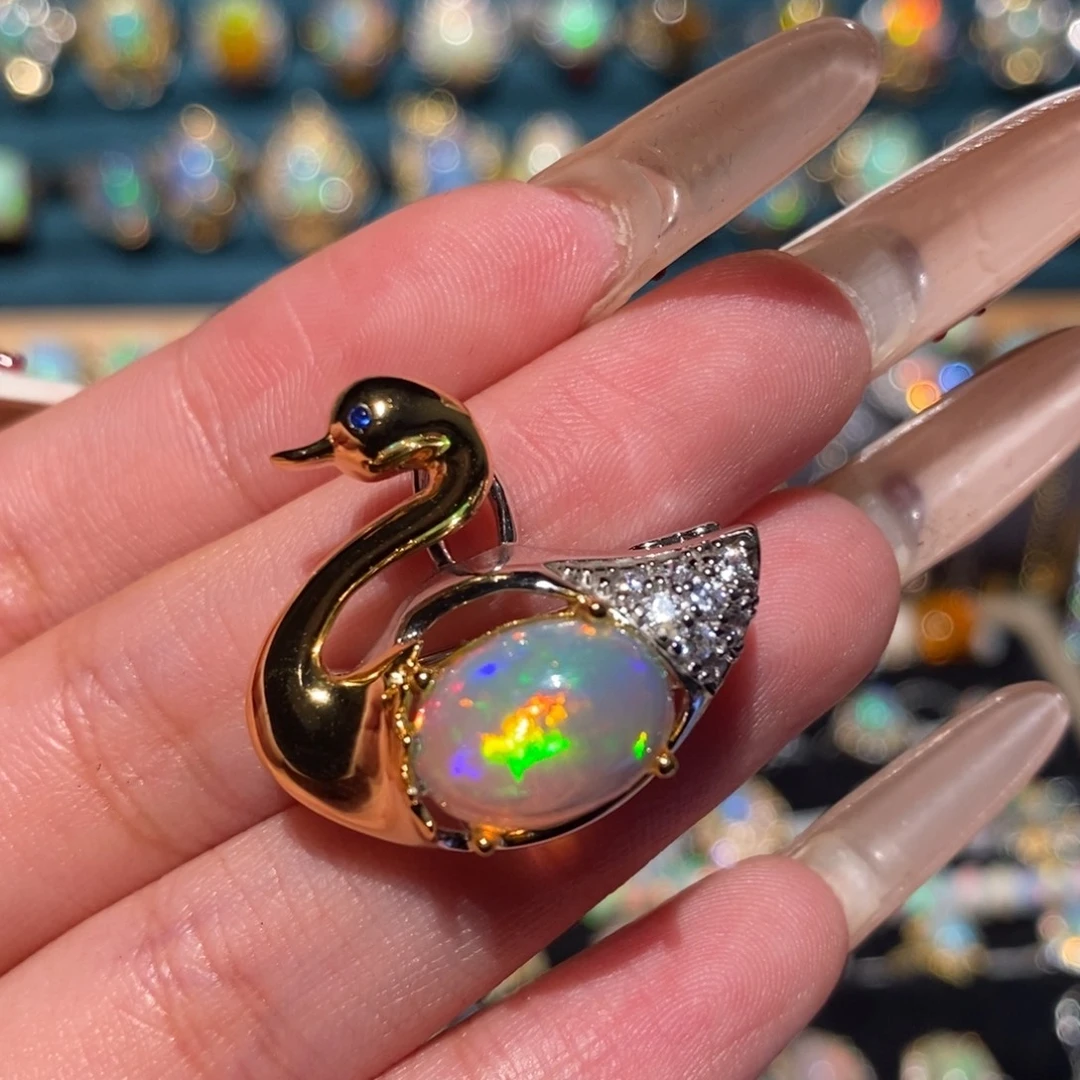 欧泊银S925镶嵌吊坠