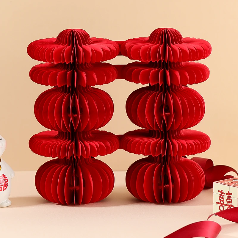 蜂窝球立体喜字摆件结婚专用订婚宴立体囍字摆台桌面布置婚房装饰