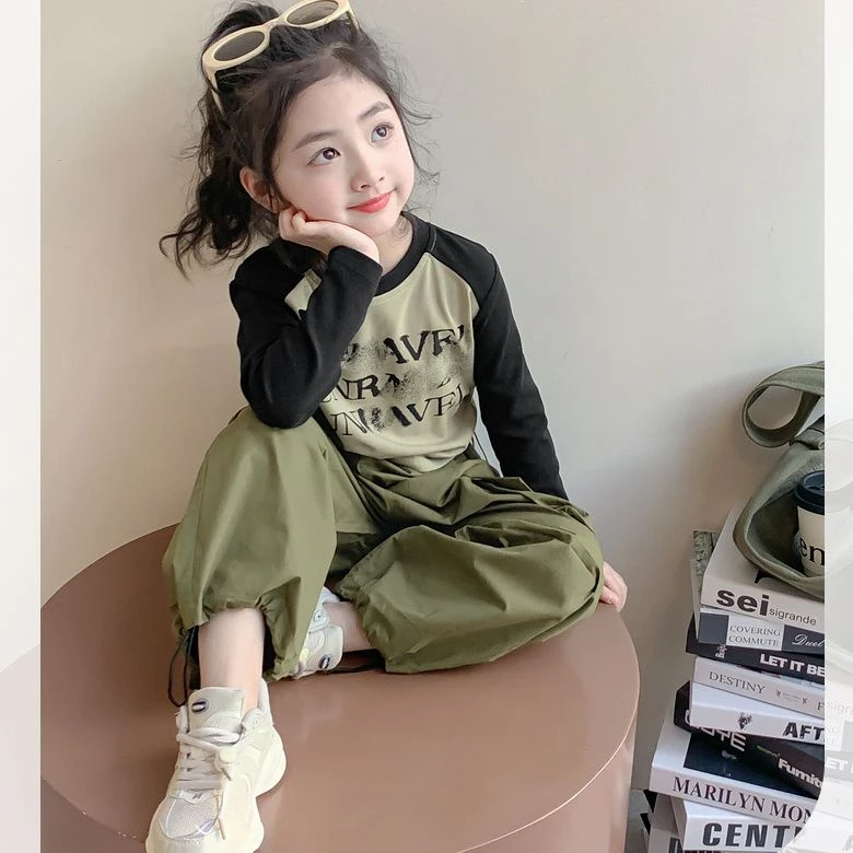 女童套装春秋款2025新款洋气时髦女孩秋季衣服儿童秋装工装两件套