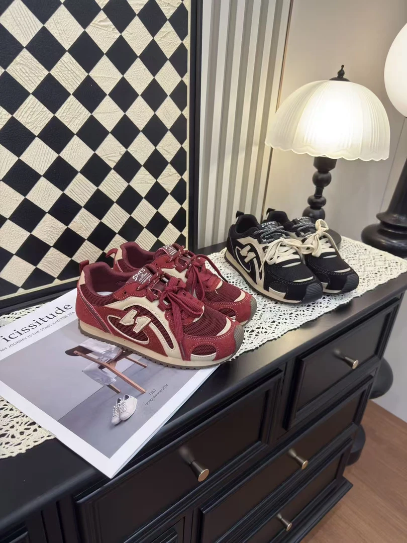 阿甘鞋女德训鞋老爹鞋薄款透气时尚2025新款休闲小白鞋平底板鞋