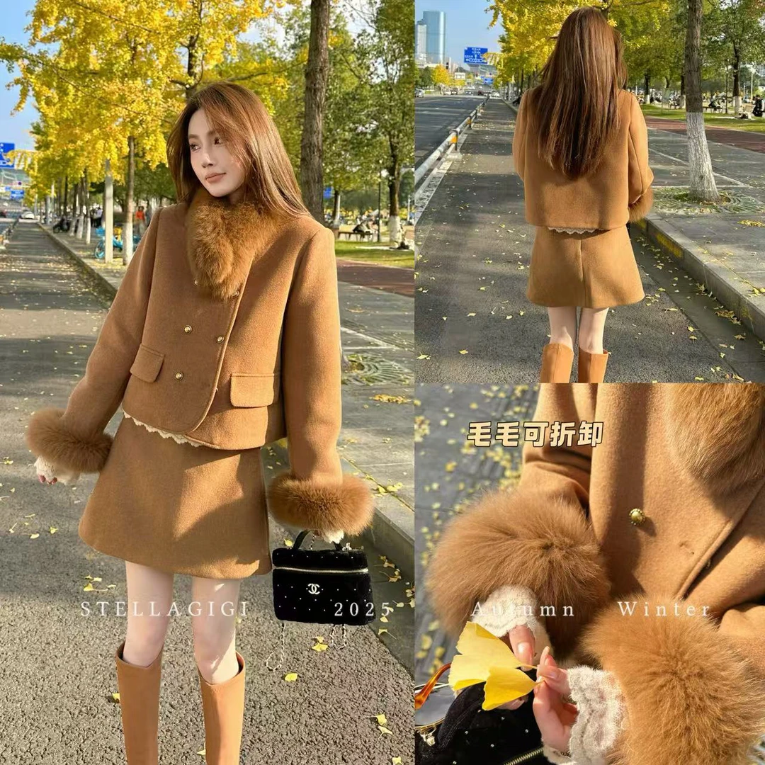 SG / 杨依姗 AW千金感套装 毛领羽绒上衣+半身裙TZ-20252427