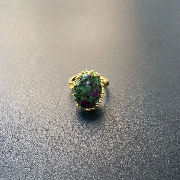 铜合金合成锆石戒指 TTSD 绿色蛋面复古潮流戒指 1577