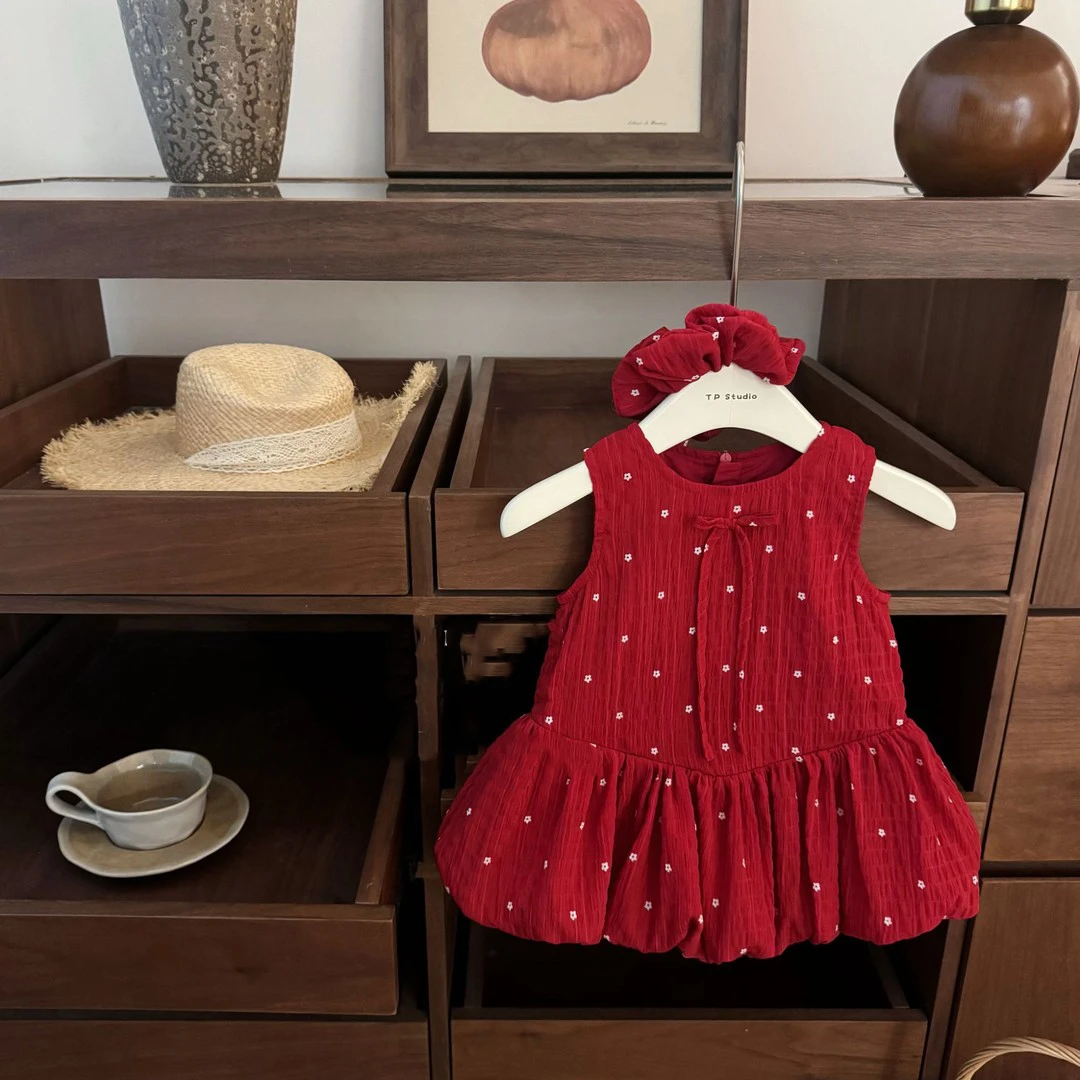 女童夏季韩系花朵连衣裙2025新款儿童宝宝多巴胺洋气背心花苞裙子