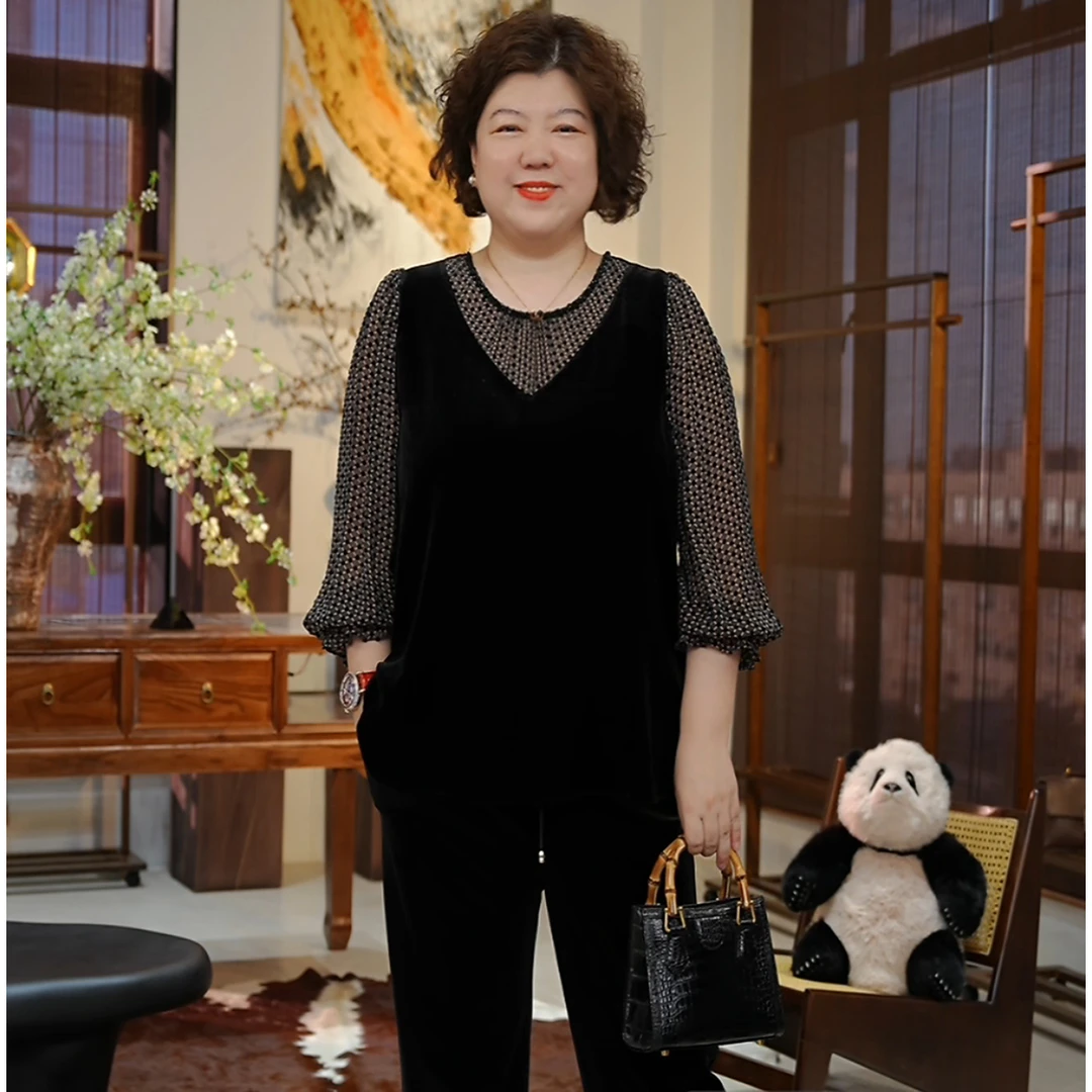 金雀绫【俏佳人】100桑蚕丝丝绒轻奢设计款加宽加大衬衫SZA2SW491