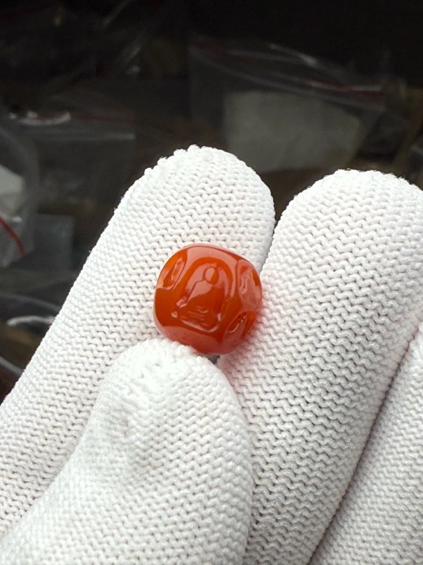 保柿子红玛瑙石窟无相佛桶珠直径11.5-12mm