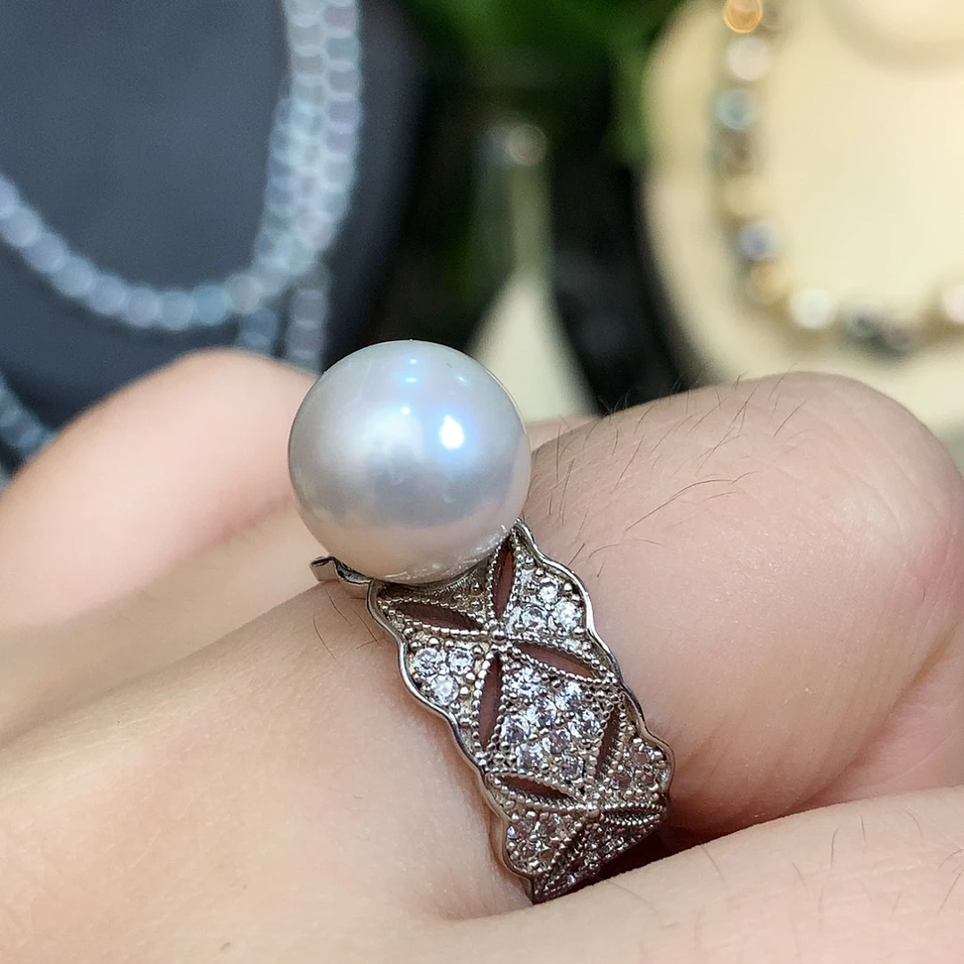 银S925镶嵌淡水珍珠戒指