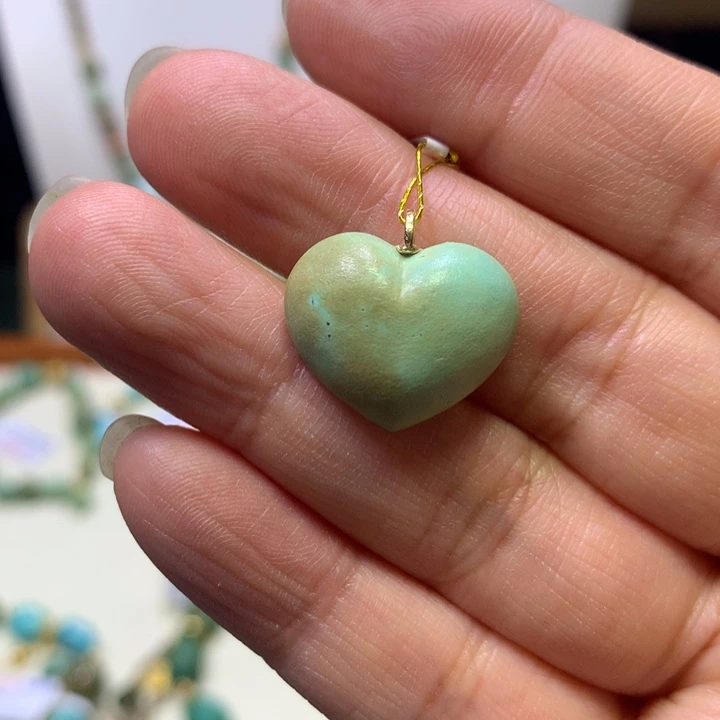 绿松石18K金镶嵌吊坠