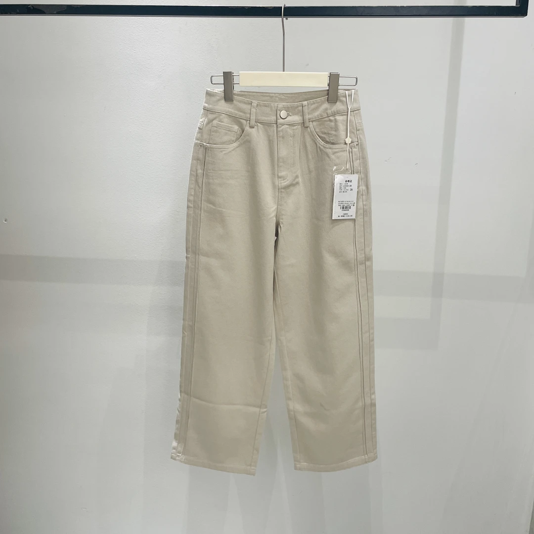 【麦丝】【灰牛】休闲百搭宽松显瘦高腰直筒牛仔裤 ZX-3350