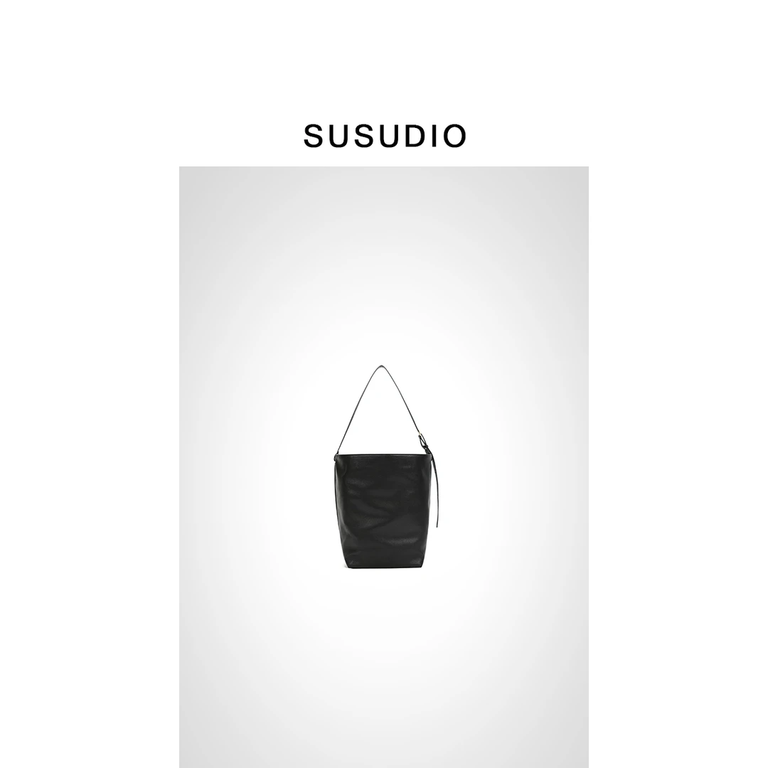 SUSUDIO③ 韩系慵懒二层牛皮斜跨水桶包90018
