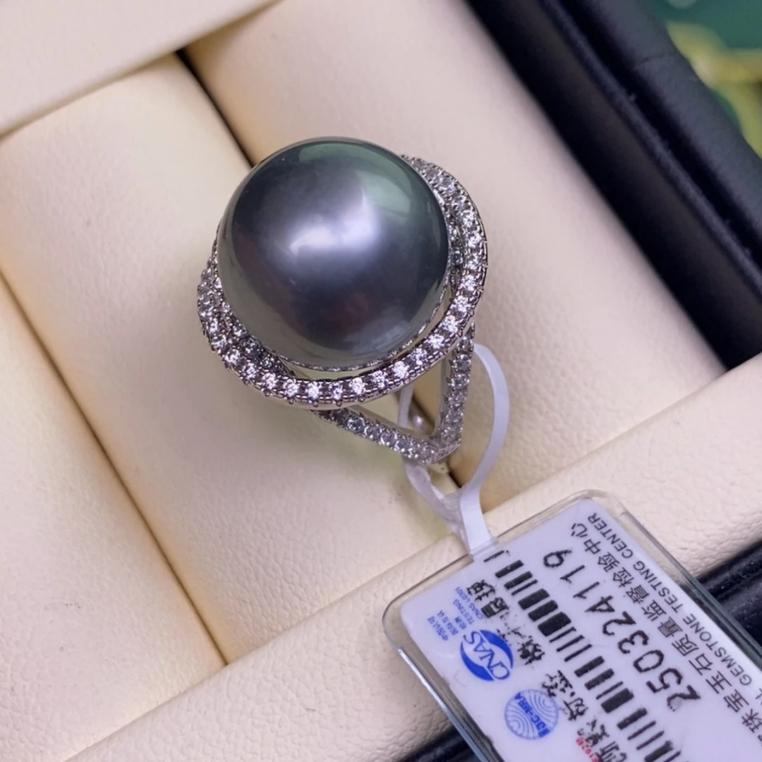 银S925镶嵌戒指海水珍珠