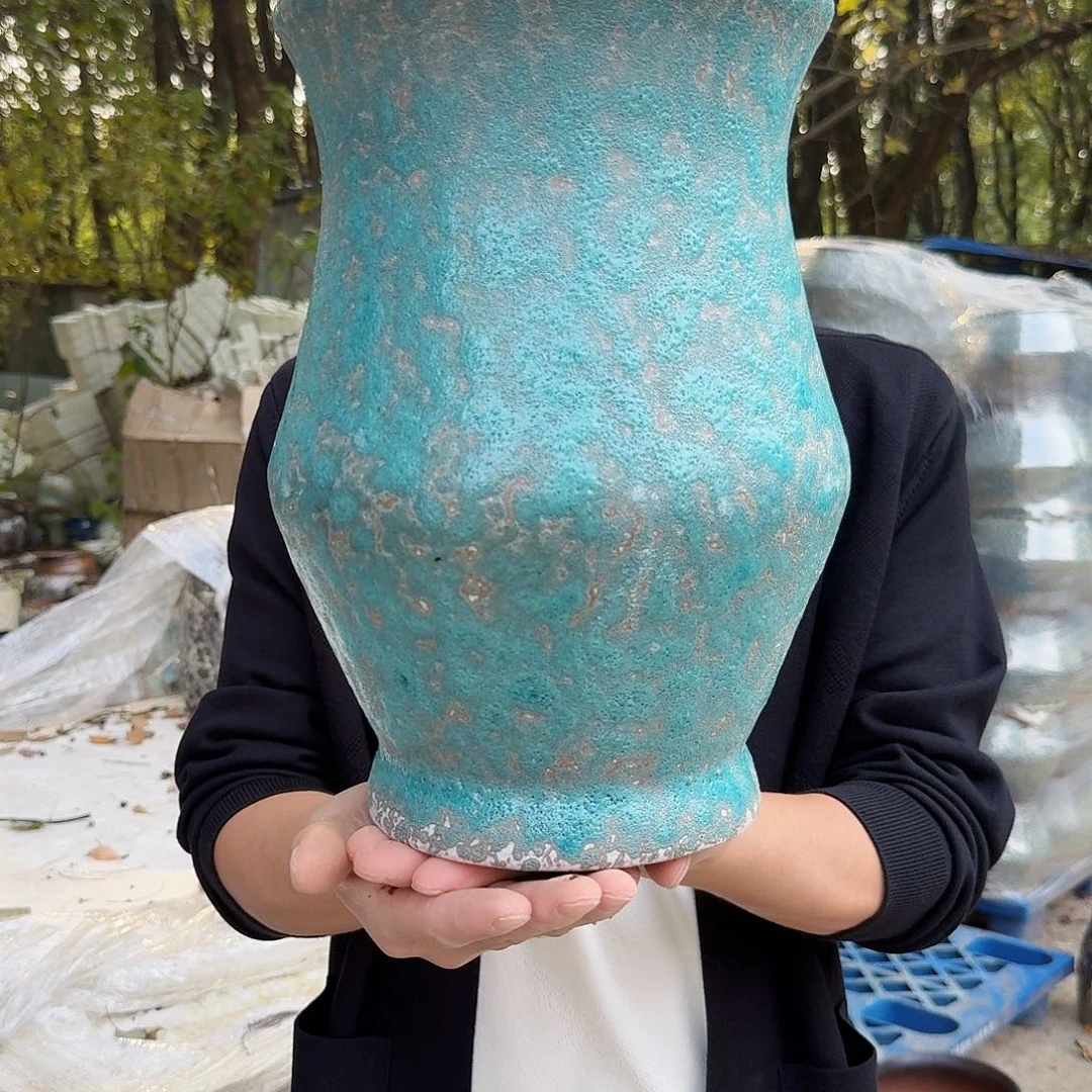 紫砂花盆口20高30（一个束腰泡泡绿宋