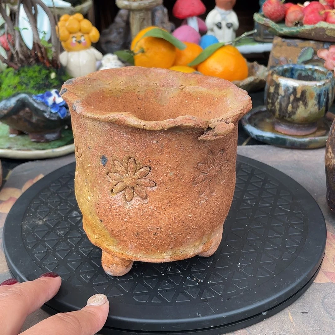 瑕疵福利特价粗陶高温手工花盆