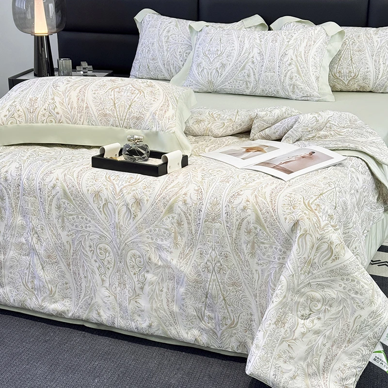 天丝夏凉被嵌绳工艺高档美式春夏新款空调被凉感裸睡可机洗床品