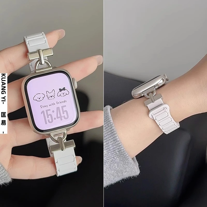 适用小米手环9pro磁吸三株硅胶表带8pro智能红米watch5男女款腕带